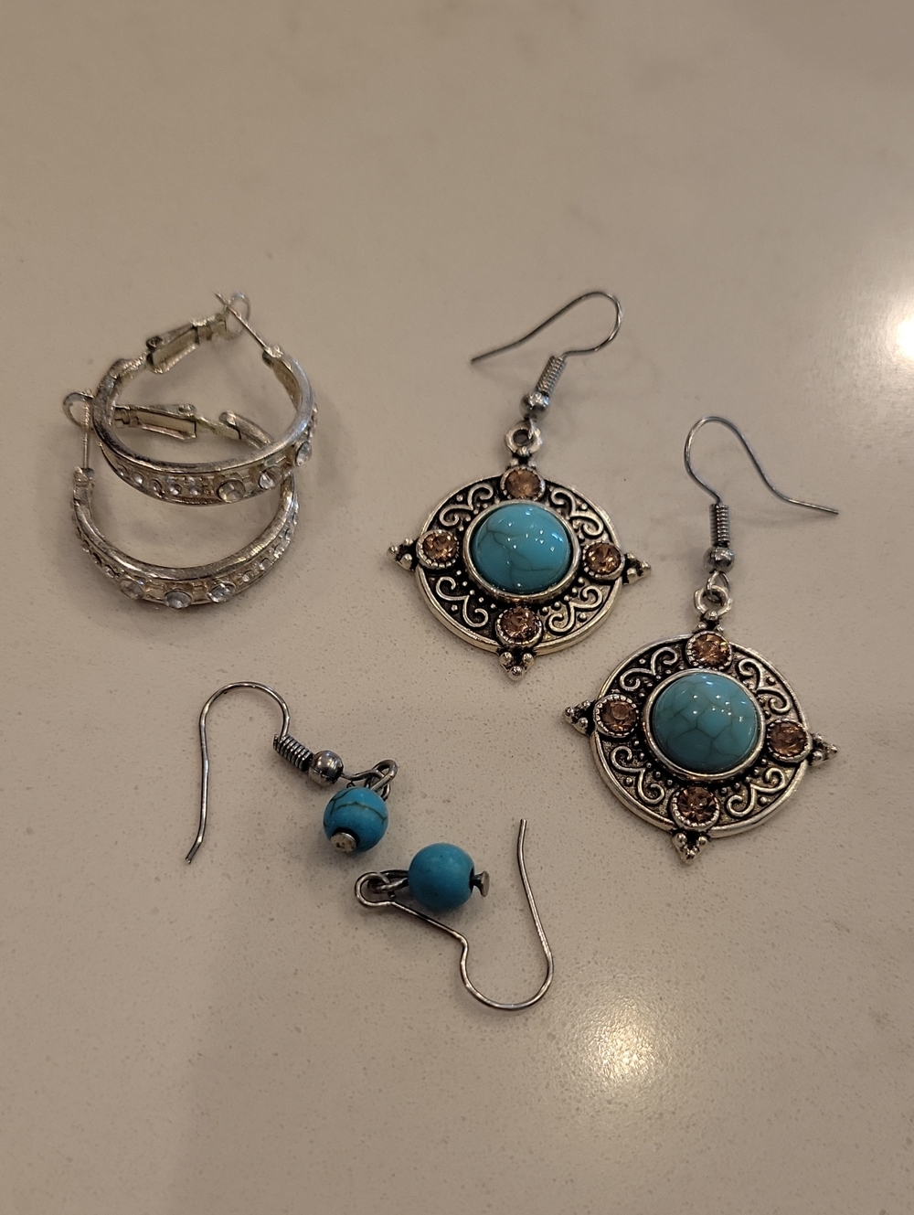 Kohl's Silver-Tone Turquoise and Bronze Accent Dangle Earrings